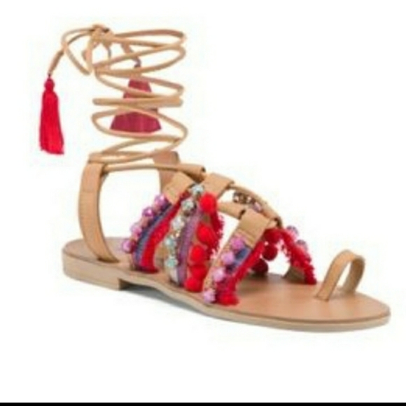 COPY - Anthropology Barbara barbieri tassel Pom lace Gladiator Sandal - Picture 8 of 16